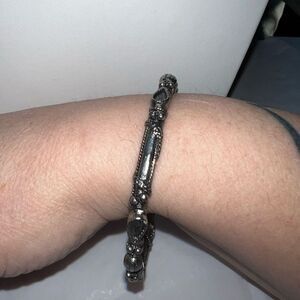 Silver Tone Baroque Style Bangle Bracelet